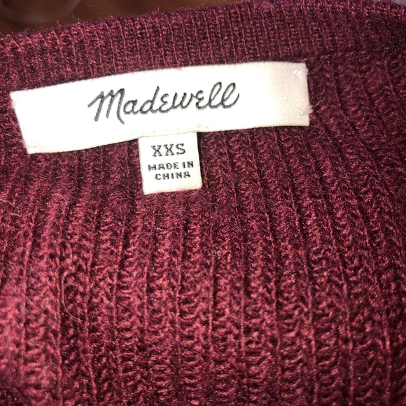 Madewell Maroon oversize v-neck sweater. Small - Picture 7 of 8